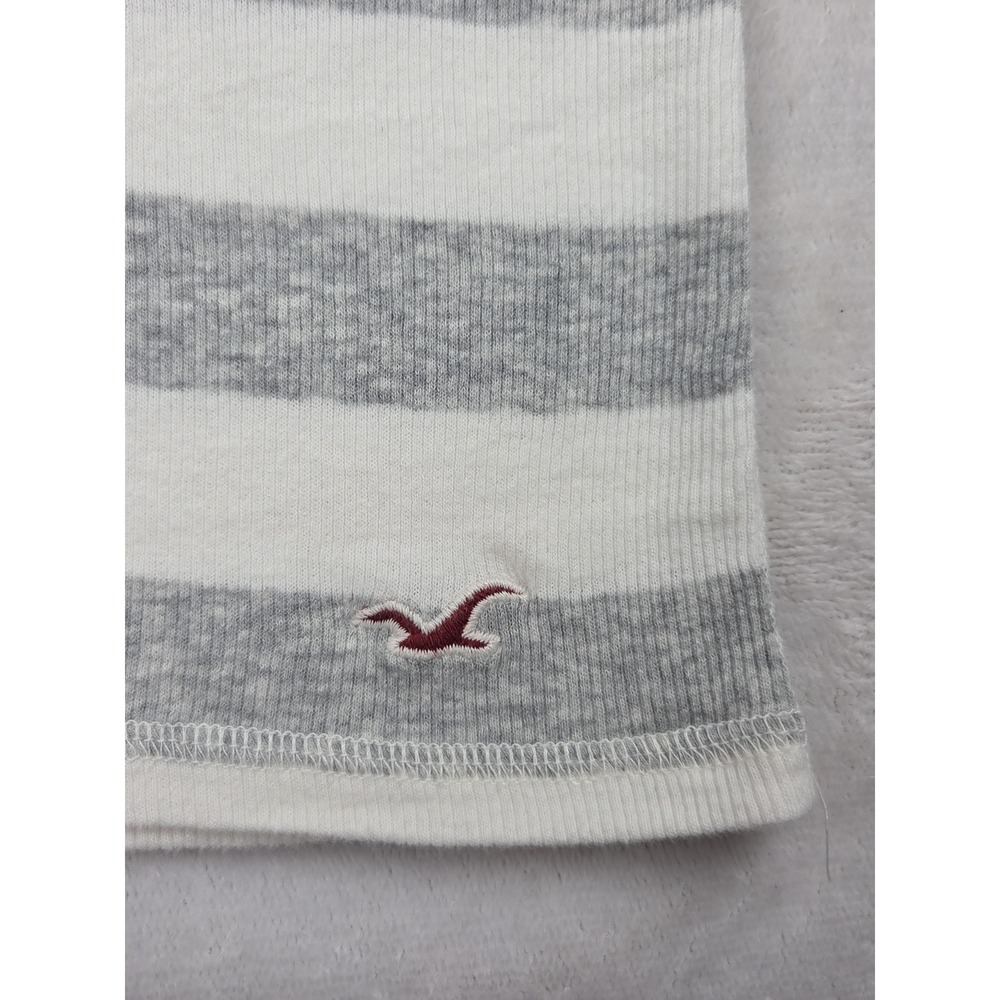 Vintage Hollister Henley Top Sz M Babydoll Bella Swan Gray Striped Y2K Coquette - Picture 3 of 6